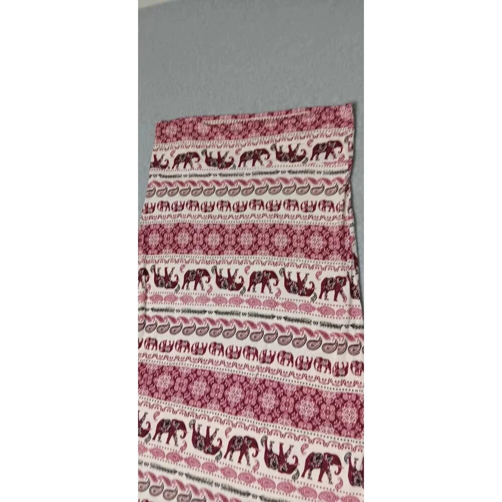 Bohemian Elephant Pattern Side Slits Maxi Skirt Small Pink Summer Beach Festival